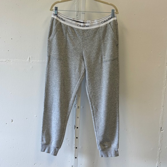 Calvin Klein Pants - Calvin Klein Gray Fleece Joggers Logo Waistband Pajama Pants Large Loungewear